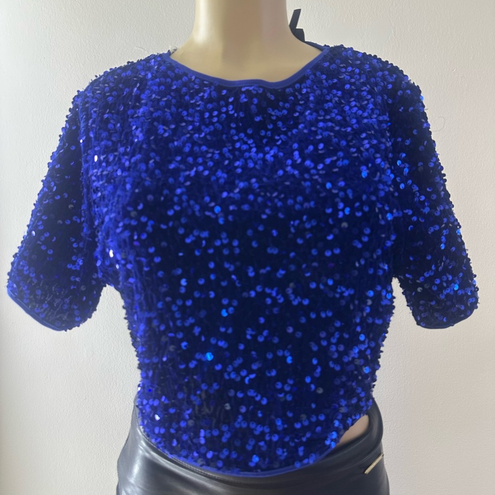 Blue Sequin Women's Top